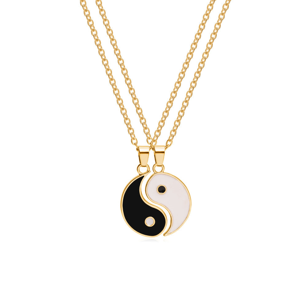 4 Pairs Couples Yin Yang Pendant Necklace Matching Puzzle Diagrams Necklace