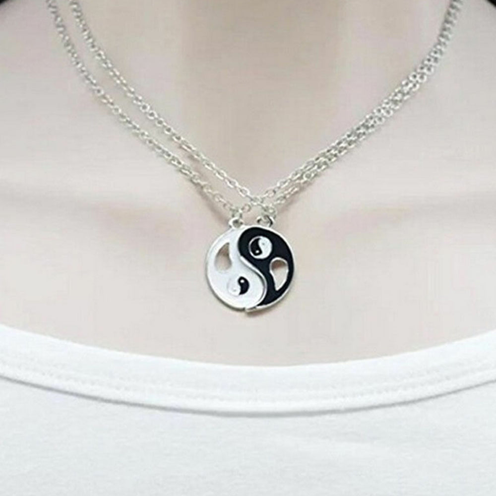 4 Pairs Couples Yin Yang Pendant Necklace Matching Puzzle Diagrams Necklace