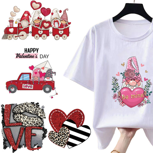10 X Valentines Day Iron on Heat Transfer Film Sticker Clothes T Shirt DIY Patch