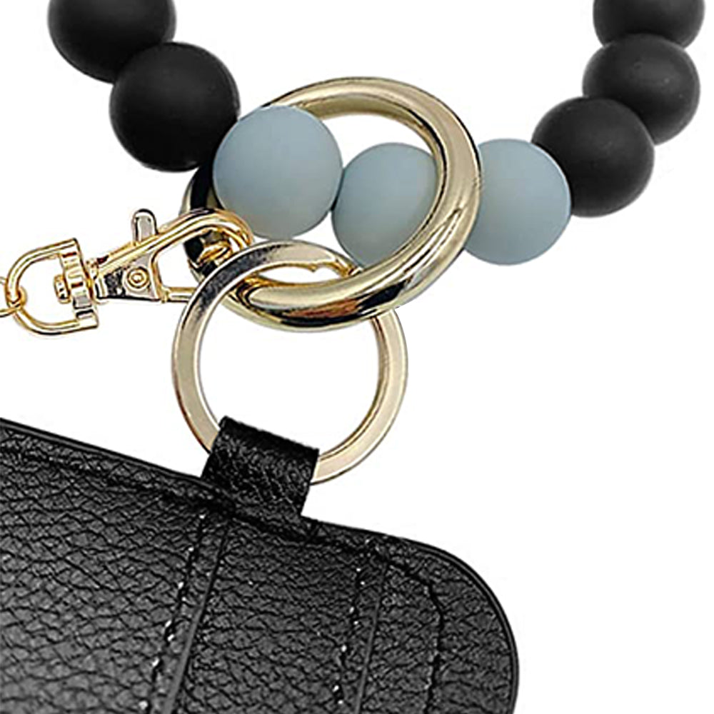 2 X Wristlet Bracelet Keychain Wallet Bangle Key Ring Card Holder Black White