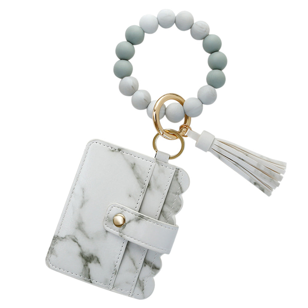 2 X Wristlet Bracelet Keychain Wallet Bangle Key Ring Card Holder Black White