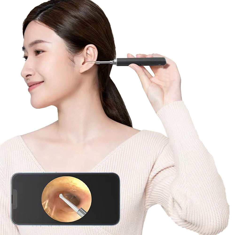 Wireless Otoscope Ear Wax Removal Tool Set with 3mm Visual Camera Black