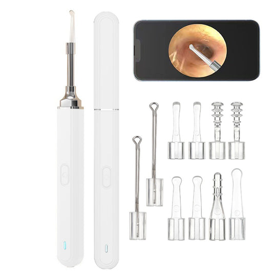 Wireless Otoscope Ear Wax Removal Tool Set with 3mm Visual Camera White