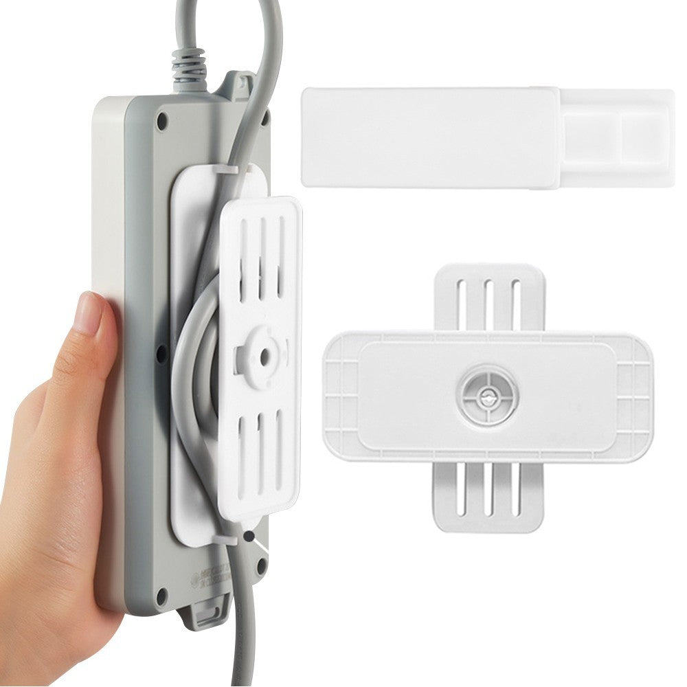 Set of 4Pcs Self Adhesive Punch Free Socket Holder Desktop Plug In Fixer Bracket