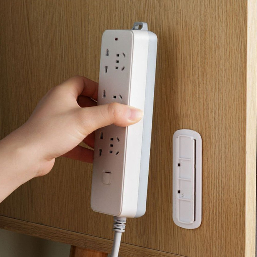 Set of 4Pcs Self Adhesive Punch Free Socket Holder Desktop Plug In Fixer Bracket