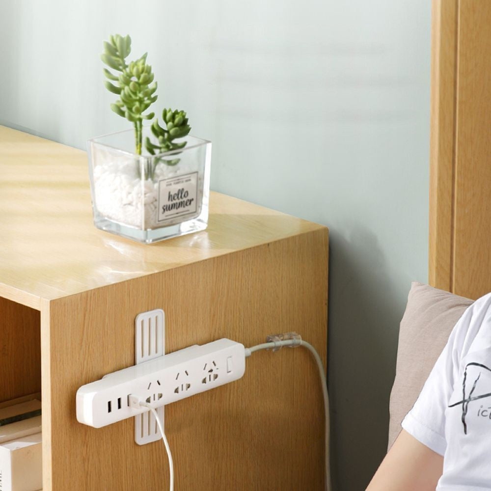 Set of 4Pcs Self Adhesive Punch Free Socket Holder Desktop Plug In Fixer Bracket