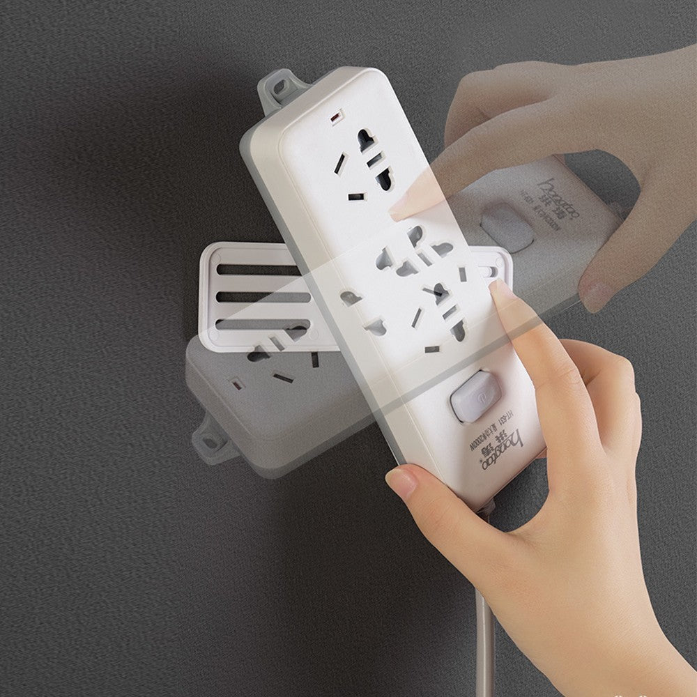 Set of 4Pcs Self Adhesive Punch Free Socket Holder Desktop Plug In Fixer Bracket