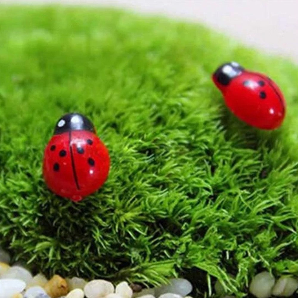 100Pcs DIY Miniatures Ladybug Statue Figurines Garden Bonsai Landscape Decor