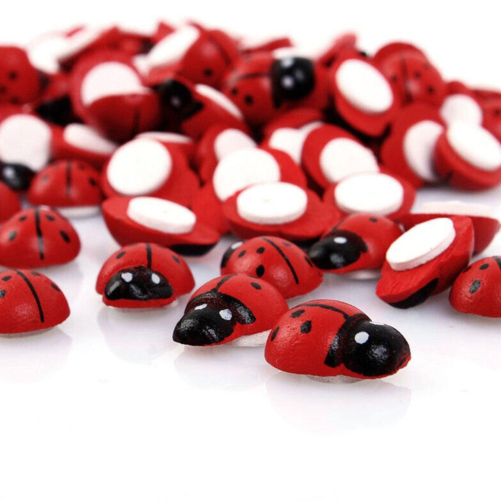 100Pcs DIY Miniatures Ladybug Statue Figurines Garden Bonsai Landscape Decor