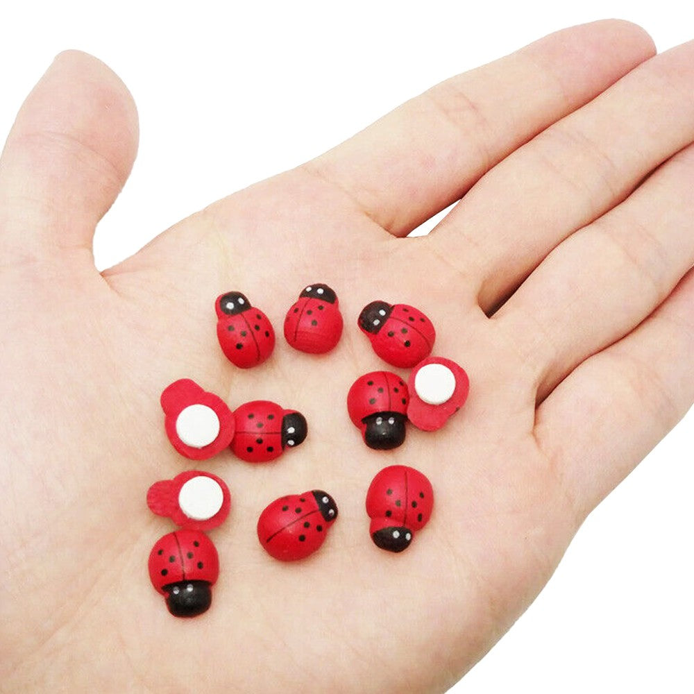 100Pcs DIY Miniatures Ladybug Statue Figurines Garden Bonsai Landscape Decor