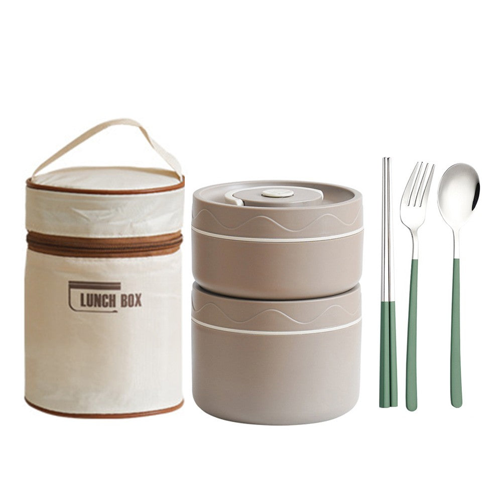 Set of 2Pcs Stackable Leakproof Lunch Box with Lunch Bag and Cutlery Set