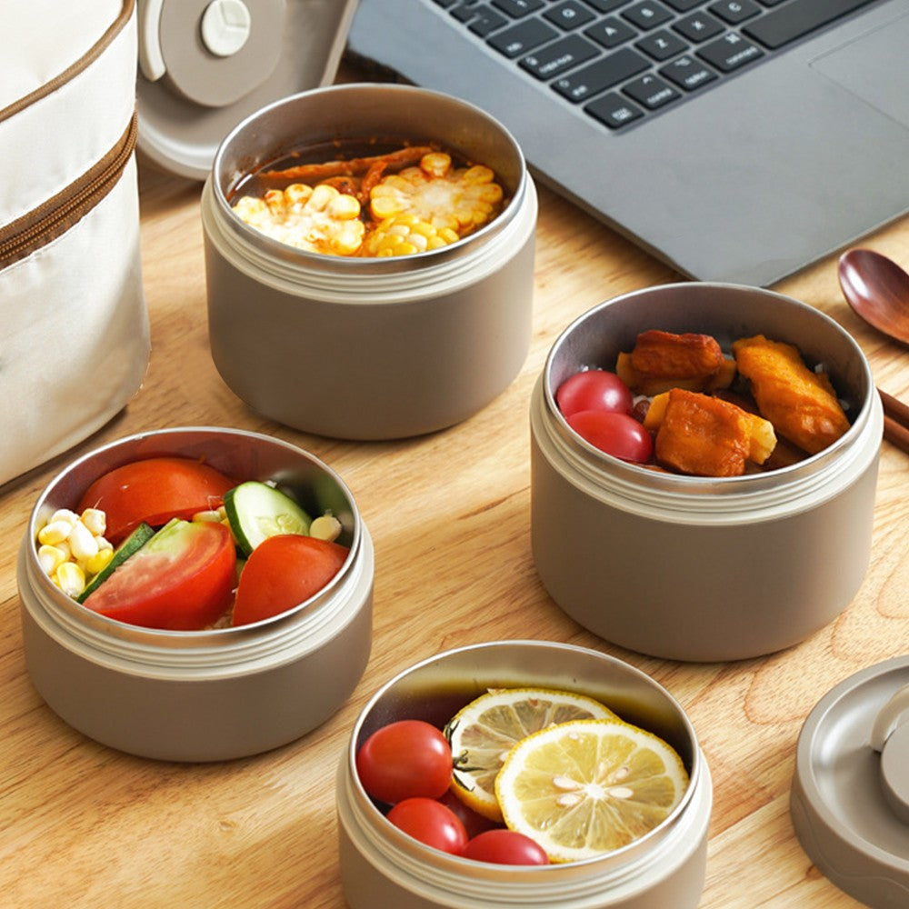 Set of 2Pcs Stackable Leakproof Lunch Box with Lunch Bag and Cutlery Set