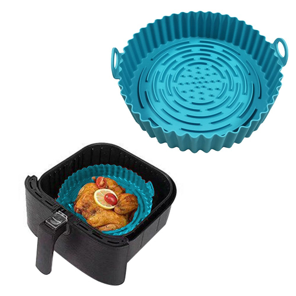 1 X Reusable Air Fryer Silicone Liners Pot Basket Kitchen Accessories Blue