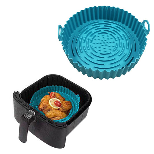 1 X Reusable Air Fryer Silicone Liners Pot Basket Kitchen Accessories Blue