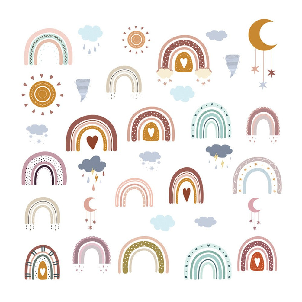 Self Adhesive Rainbow Wall Decals Cloud Decals Raindrop Wall Stickers Removable Wall Sticker