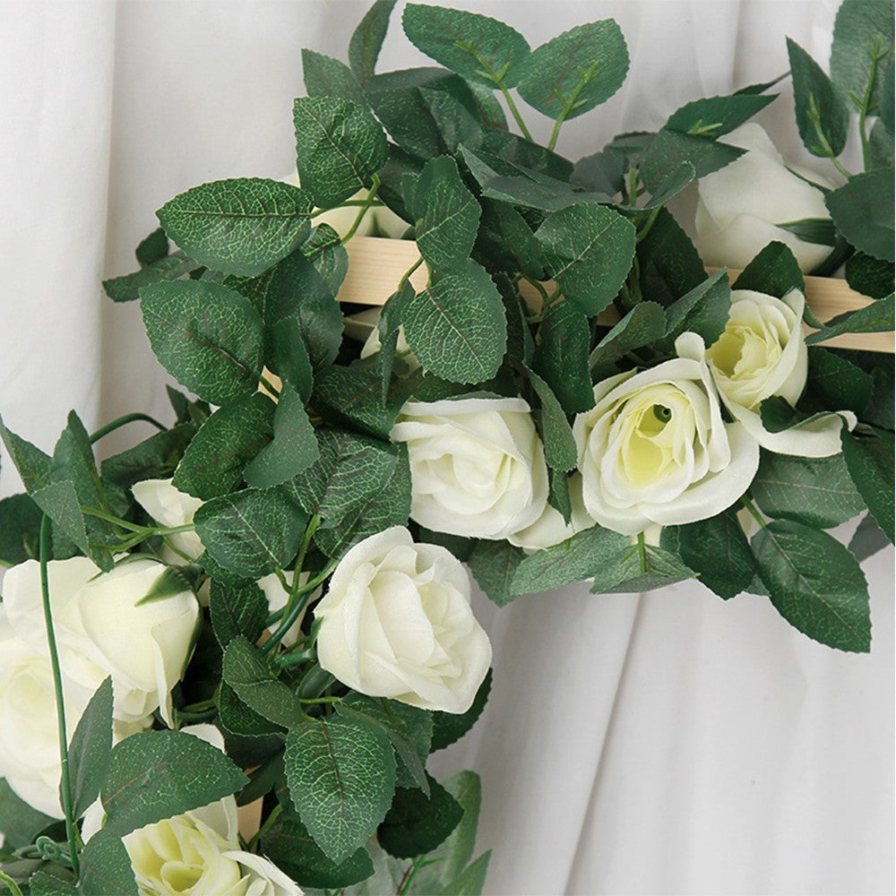 2Pcs 2.2m Artificial Silk Rose Flowers Fake Vine Ivy Hanging Garland for Wedding