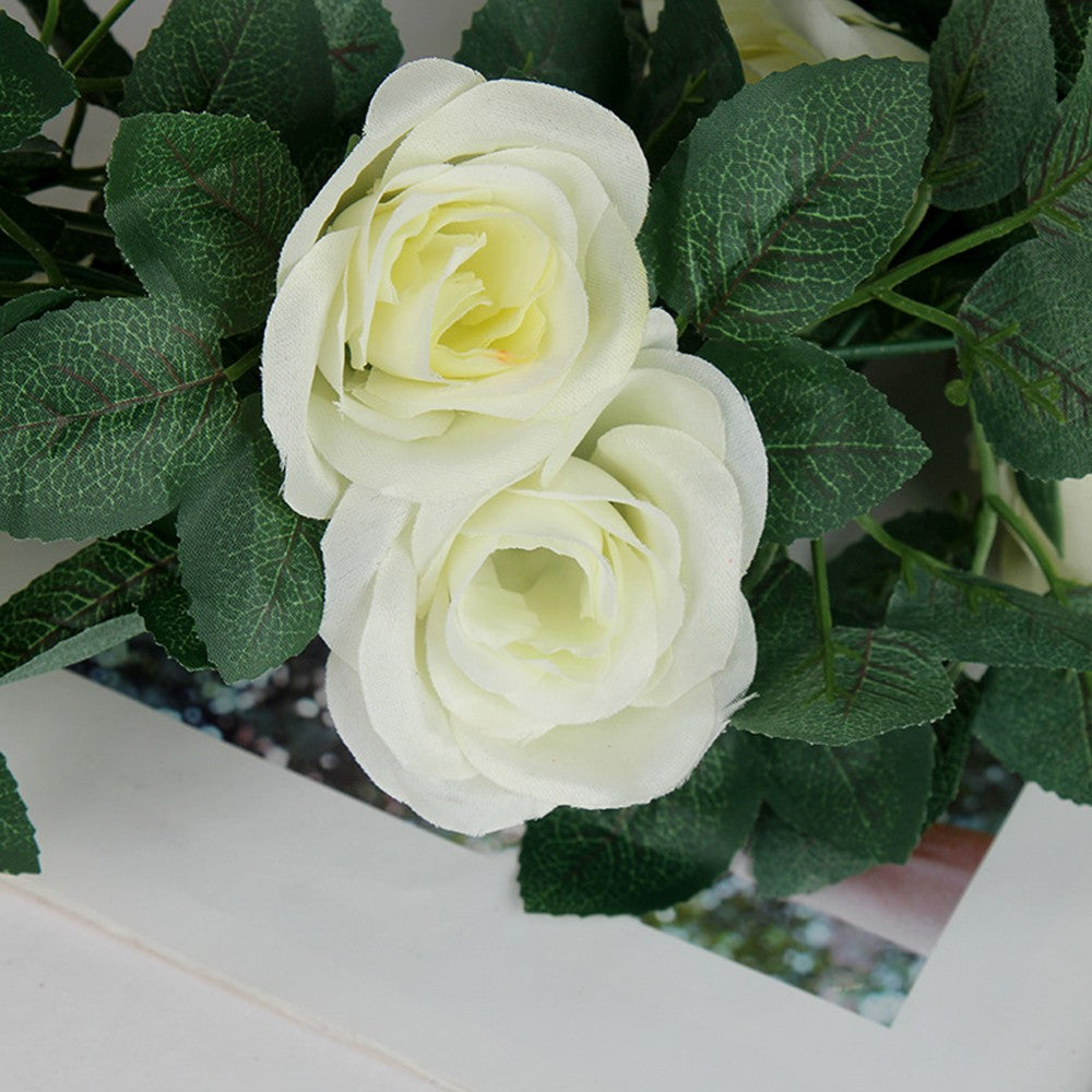 2Pcs 2.2m Artificial Silk Rose Flowers Fake Vine Ivy Hanging Garland for Wedding
