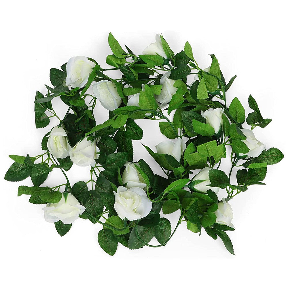 2Pcs 2.2m Artificial Silk Rose Flowers Fake Vine Ivy Hanging Garland for Wedding