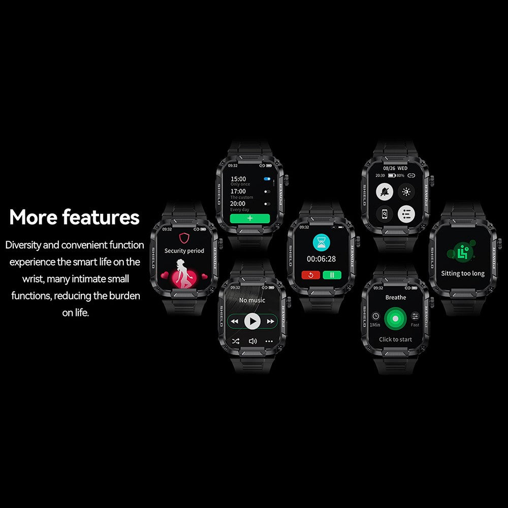 MK66 Smart Watch Touch Screen Sports Fitness Tracker Sleep Heart Rate Monitor Black