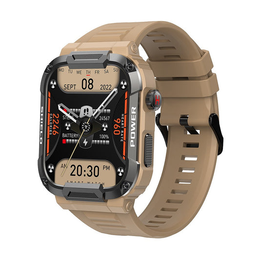 MK66 Smart Watch Touch Screen Sports Fitness Tracker Sleep Heart Rate Monitor Khaki