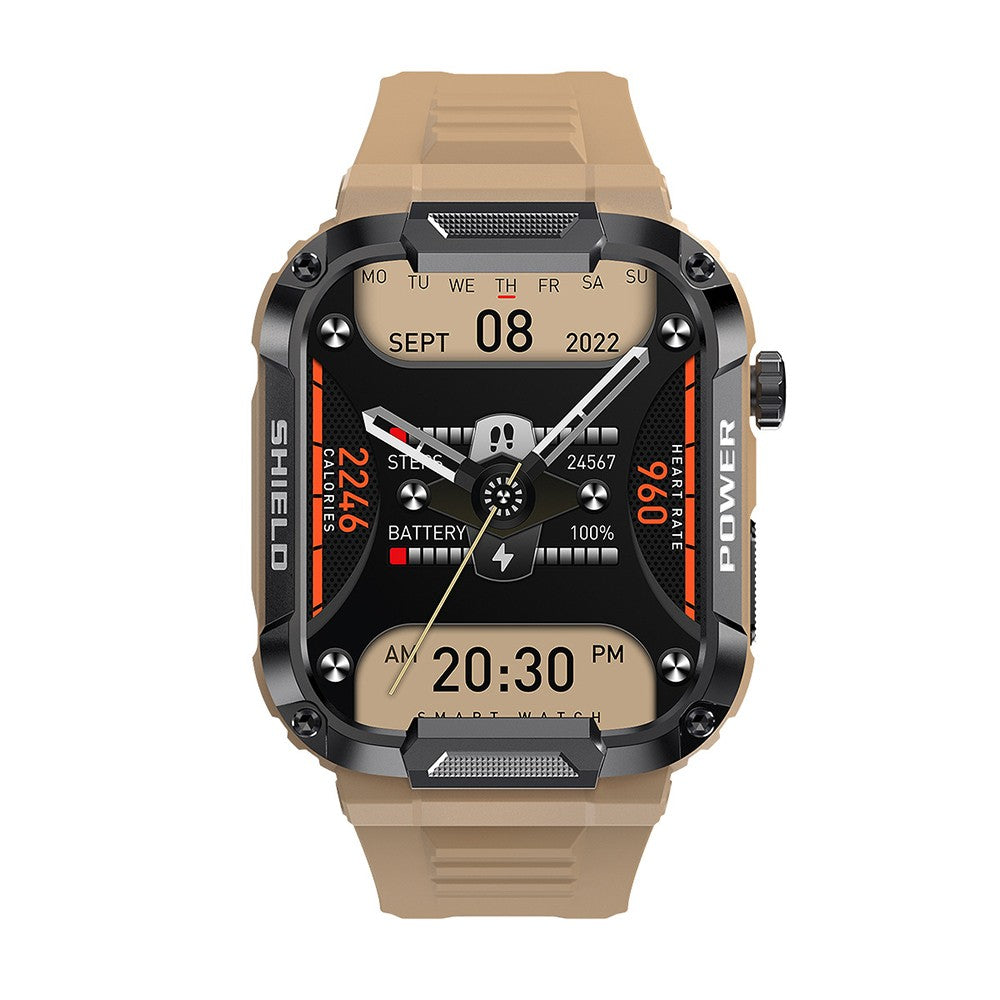 MK66 Smart Watch Touch Screen Sports Fitness Tracker Sleep Heart Rate Monitor Khaki