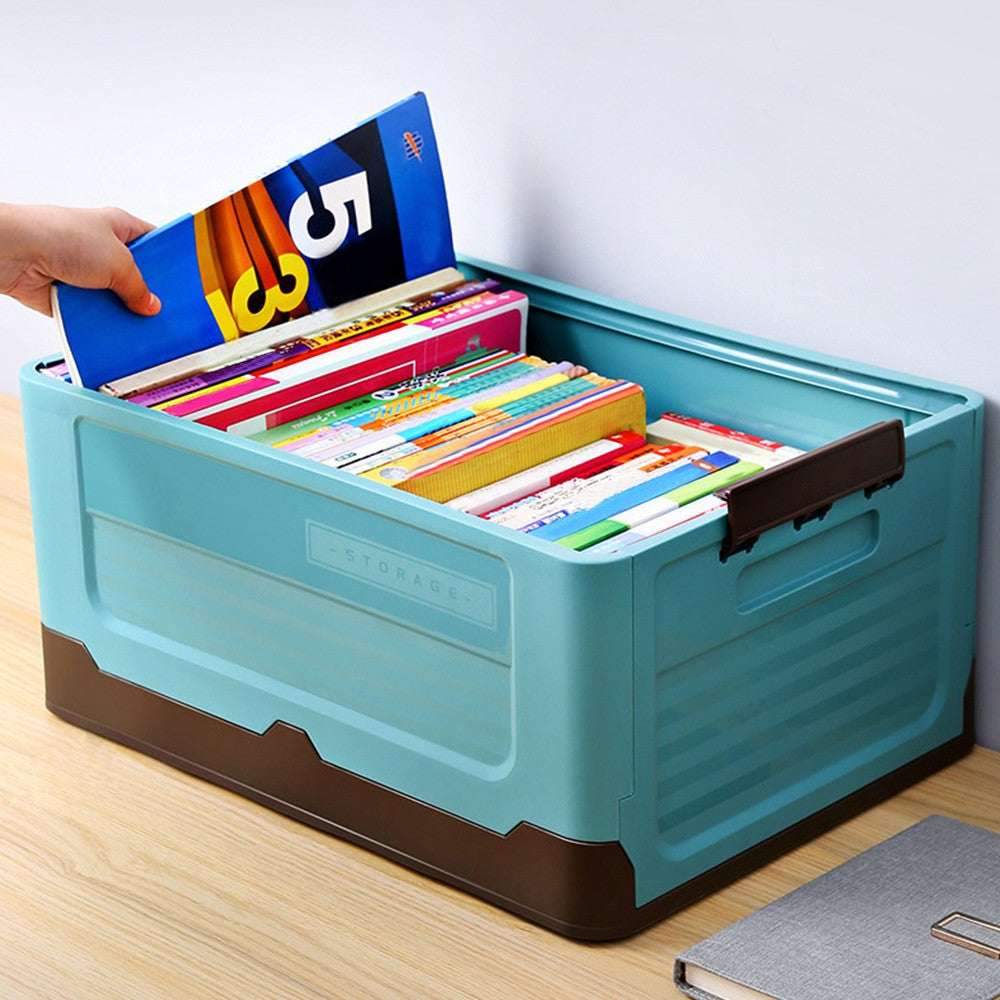 Foldable Stackable Storage Boxes Collapsible Storage Bins with Lid Blue S
