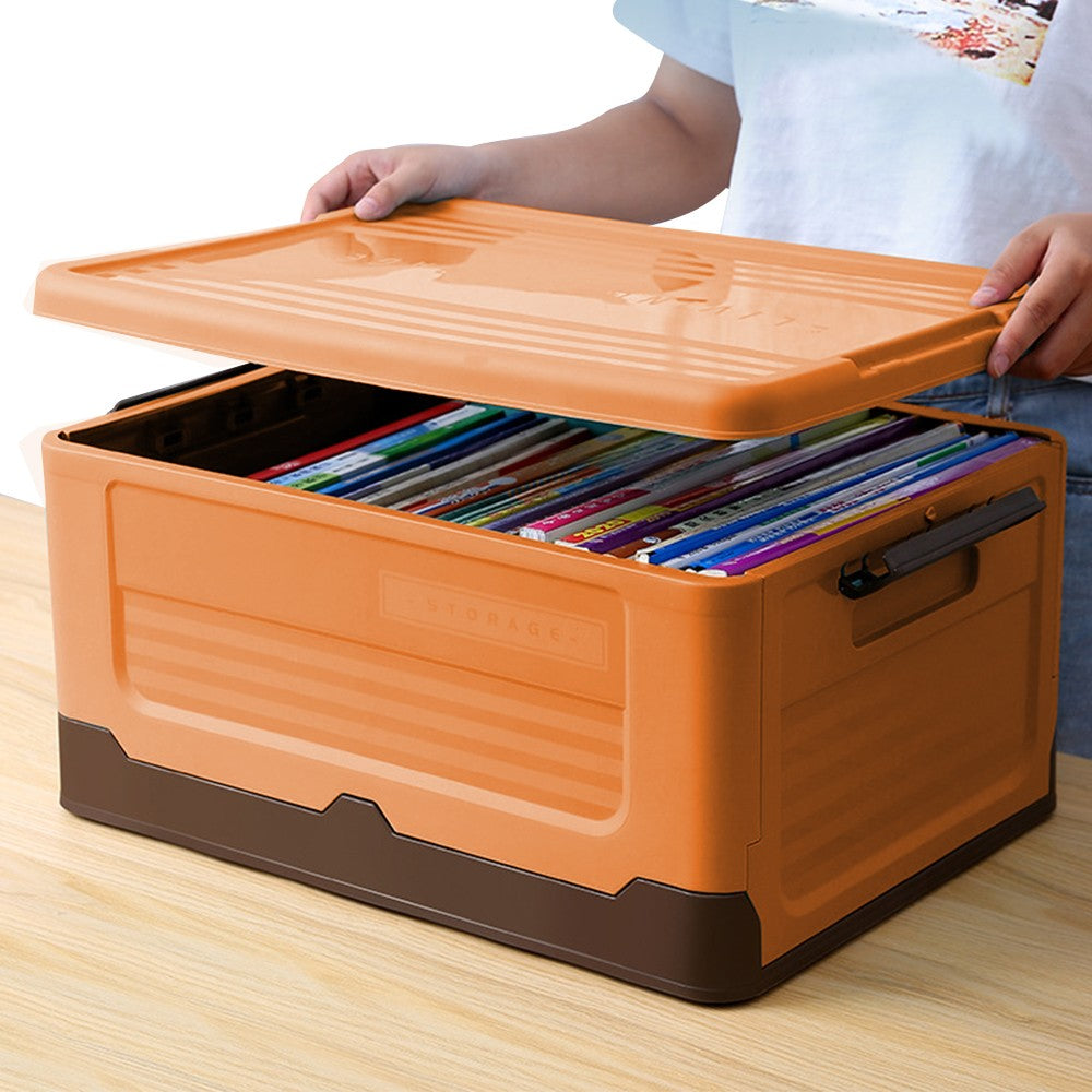 Foldable Stackable Storage Boxes Collapsible Storage Bins with Lid Orange L