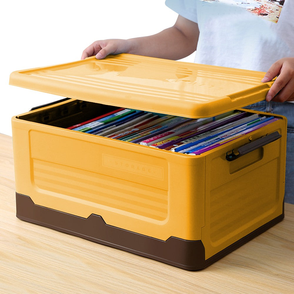 Foldable Stackable Storage Boxes Collapsible Storage Bins with Lid Yellow L