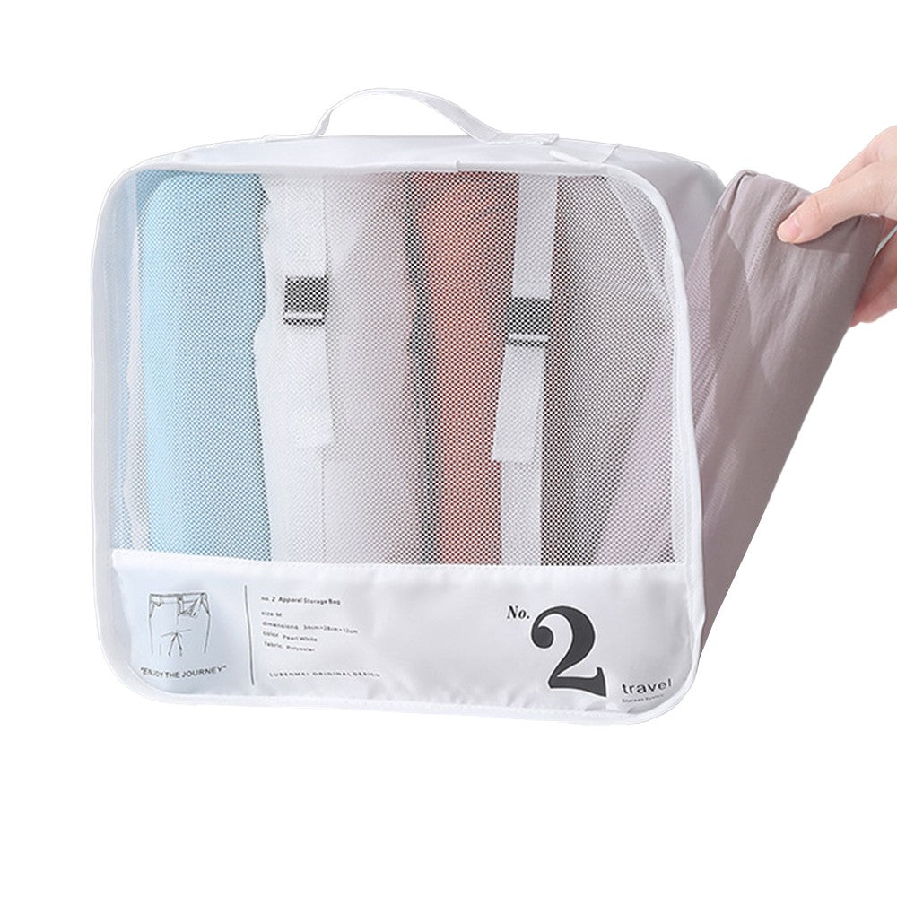 Set of 7Pcs Travel Luggage Storage Bag Packing Cubes Organizer Underwear Pouches White