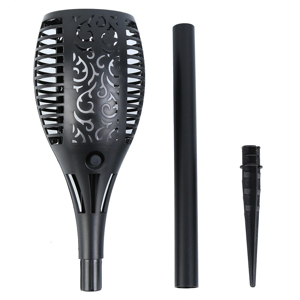 6Pcs Hollow Carved Solar Light Flickering Flames Torch Lights Patio Walkway Lamp Outdoor Garden Landscape Decor Light