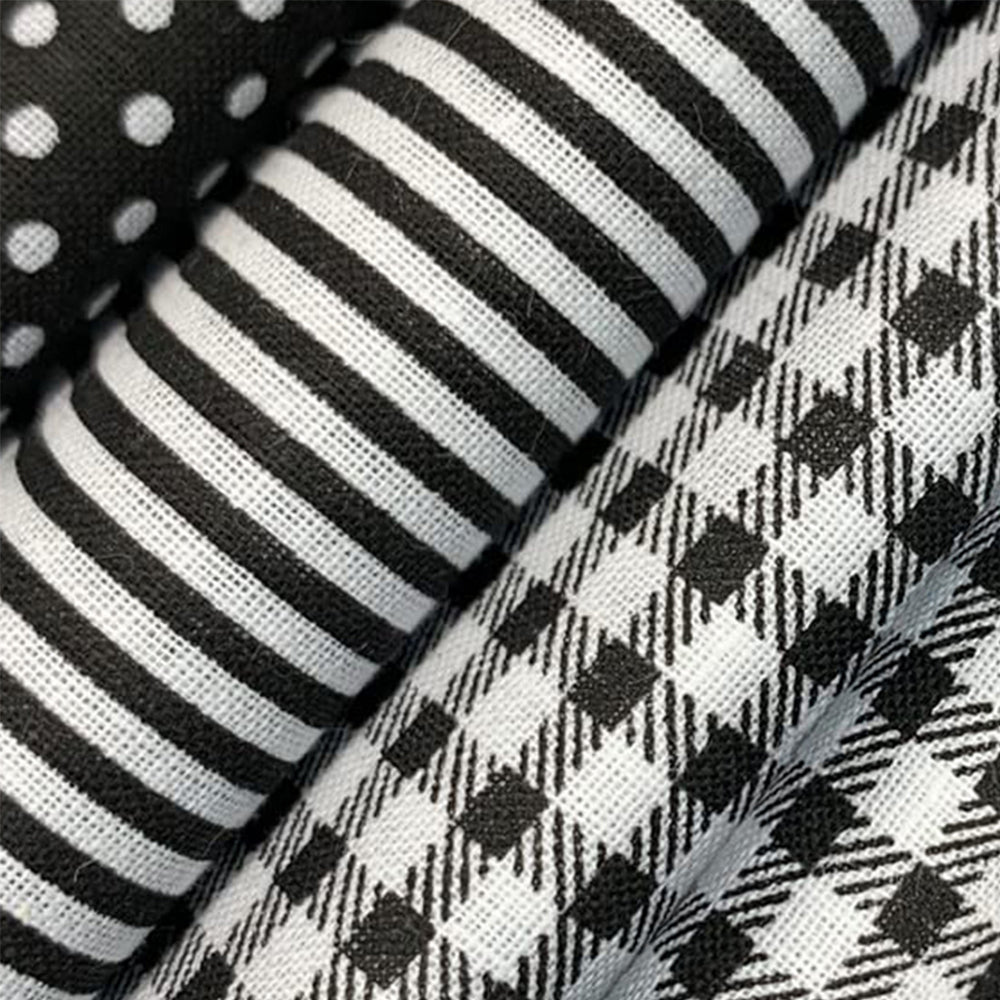 2 X Set of 7Pcs 25x25cm DIY Cotton Fabric Printed Cloth Sewing Quilting Fabric Patchwork Blue and Black