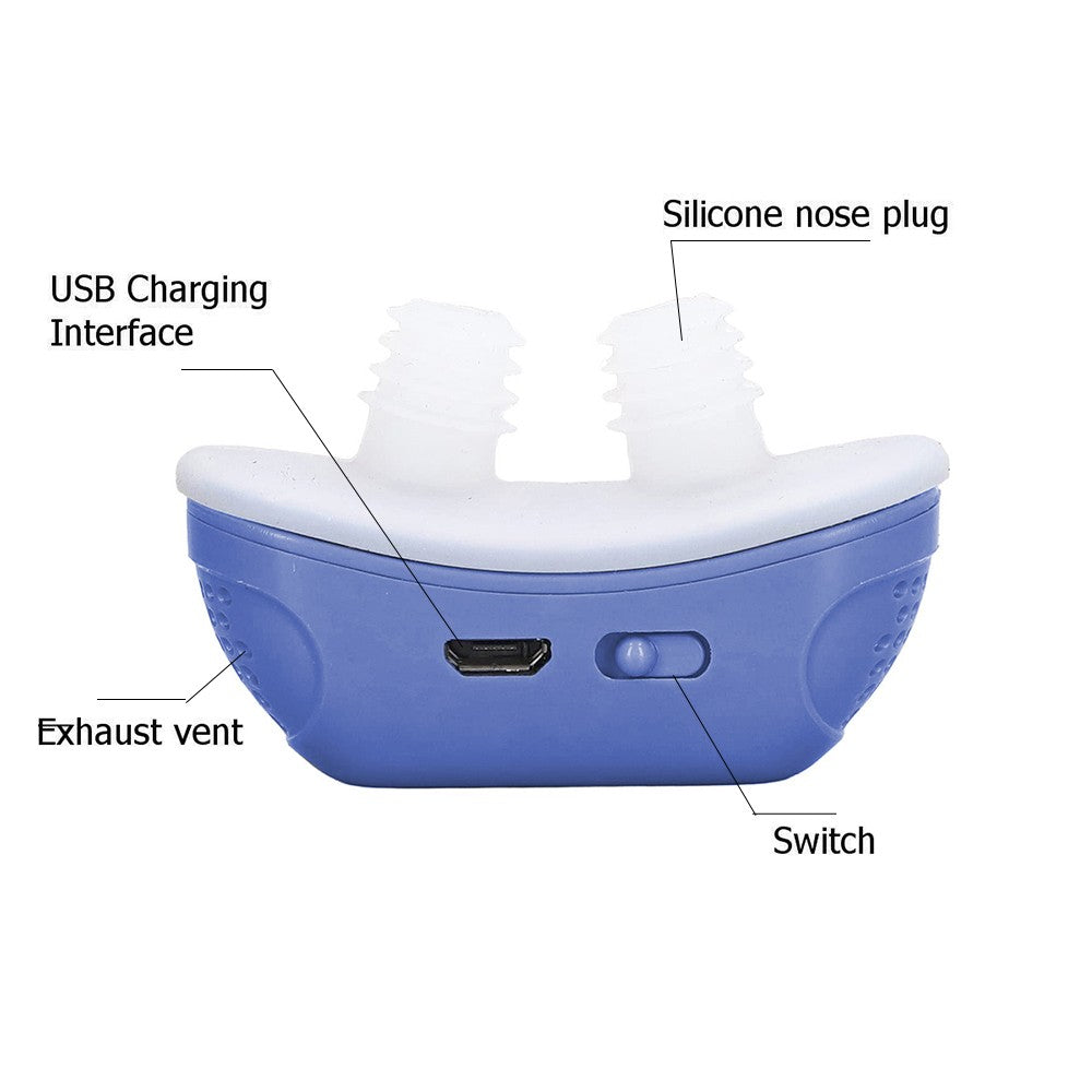 1 X Electric Anti Snoring Devices Stop Snoring Nose Vents Plugs Mini Sleep Aid Stopper for Blocked Nostrils Blue