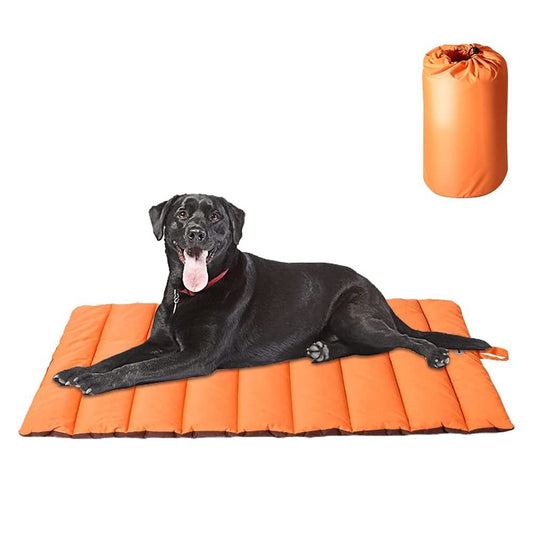 Water Resistant Outdoor Pet Dog Bed Portable Dog Sleeping Mat for Camping Travel Orange