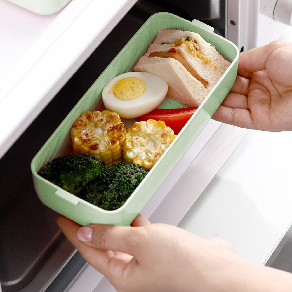 3 Layer Stackable Bento Box Wheat Straw Students Lunch Box Eco Friendly Leakproof Food Container Green