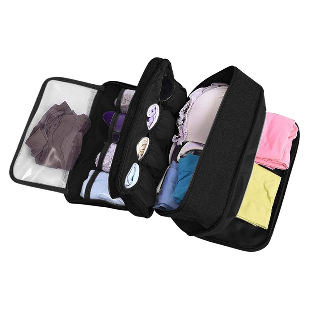 1 X Black Portable Travel Underwear Bra Storage Bag Water Resistant Toiletry Bag Lingerie Socks Accessories Organizers