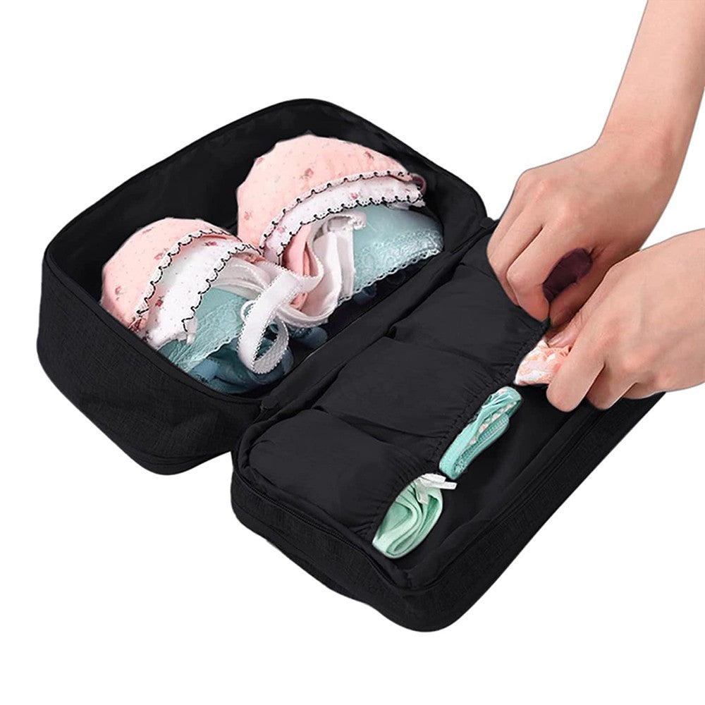 1 X Black Portable Travel Underwear Bra Storage Bag Water Resistant Toiletry Bag Lingerie Socks Accessories Organizers
