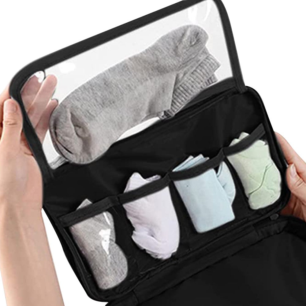 1 X Black Portable Travel Underwear Bra Storage Bag Water Resistant Toiletry Bag Lingerie Socks Accessories Organizers