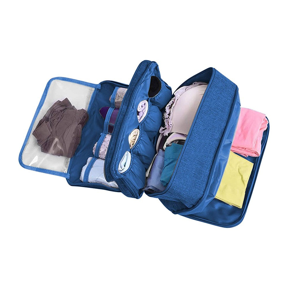 2 X Purple Blue Portable Travel Underwear Bra Storage Bag Water Resistant Toiletry Bag Lingerie Socks Accessories Organizers