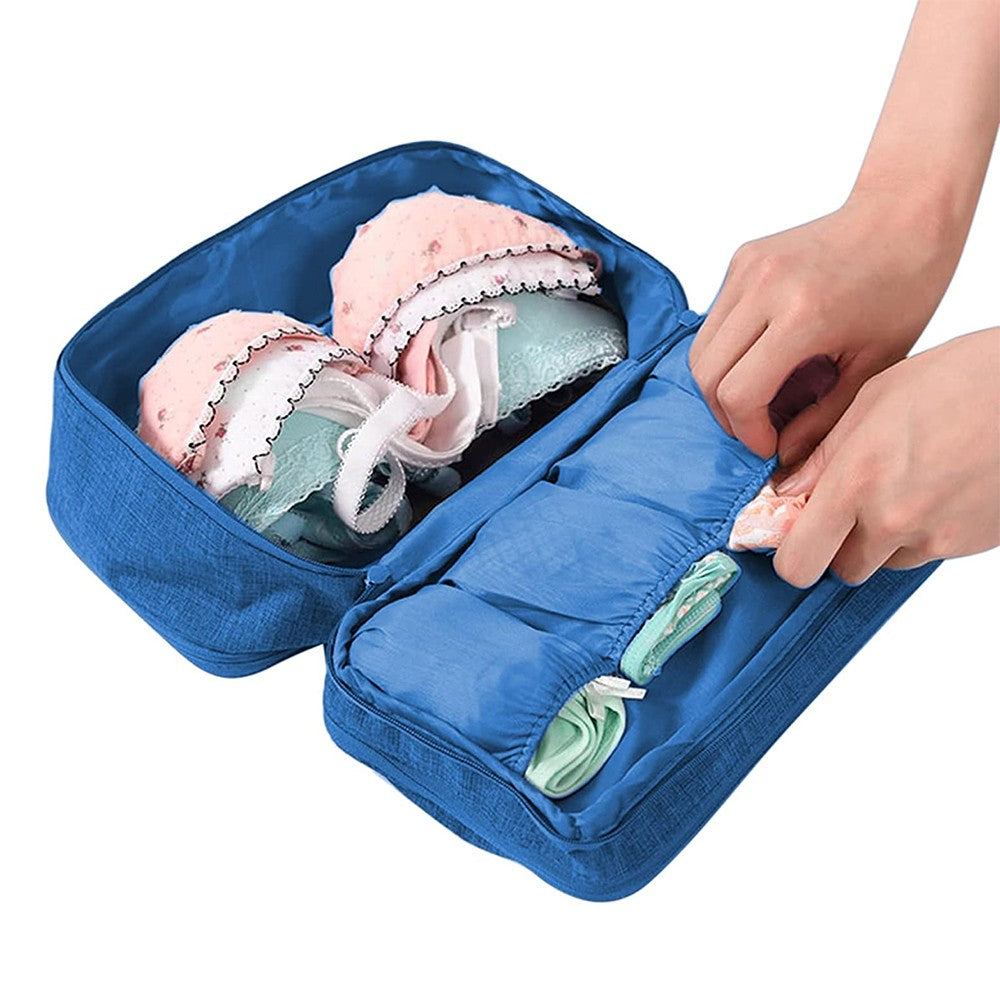 2 X Purple Blue Portable Travel Underwear Bra Storage Bag Water Resistant Toiletry Bag Lingerie Socks Accessories Organizers