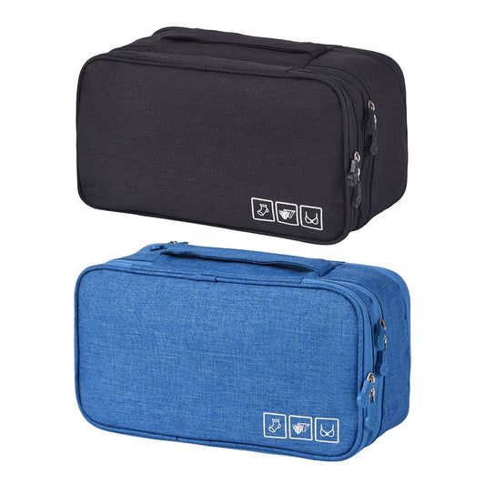 2 X Black Blue Portable Travel Underwear Bra Storage Bag Water Resistant Toiletry Bag Lingerie Socks Accessories Organizers