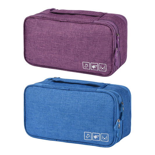 2 X Purple Blue Portable Travel Underwear Bra Storage Bag Water Resistant Toiletry Bag Lingerie Socks Accessories Organizers