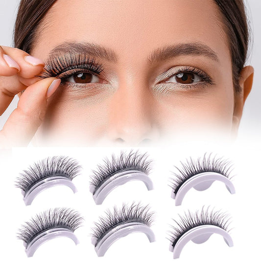 3 Pairs of Natural Curling False Eyelashes Natural Reusable Self Adhesive Fake Eyelashes