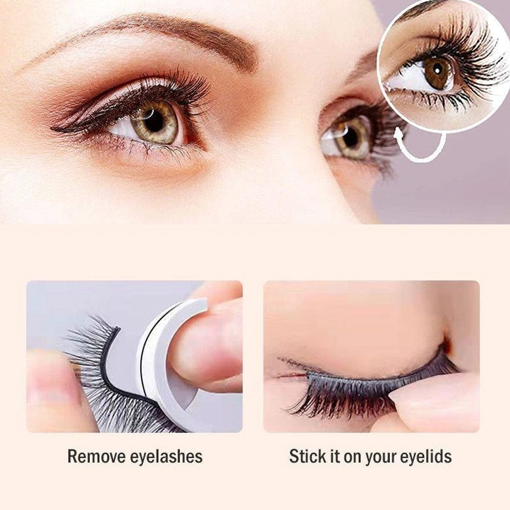 3 Pairs of Natural Curling False Eyelashes Natural Reusable Self Adhesive Fake Eyelashes