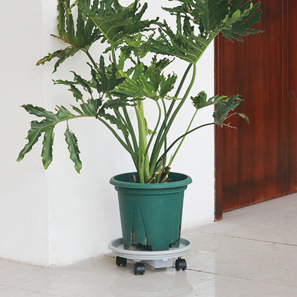 20cm Flower Pot Caddy Plant Stand with Water Container and 4 Wheels Home Garden Rolling Planter Trolley