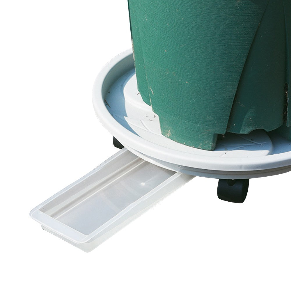 30cm Flower Pot Caddy Plant Stand with Water Container and 4 Wheels Home Garden Rolling Planter Trolley