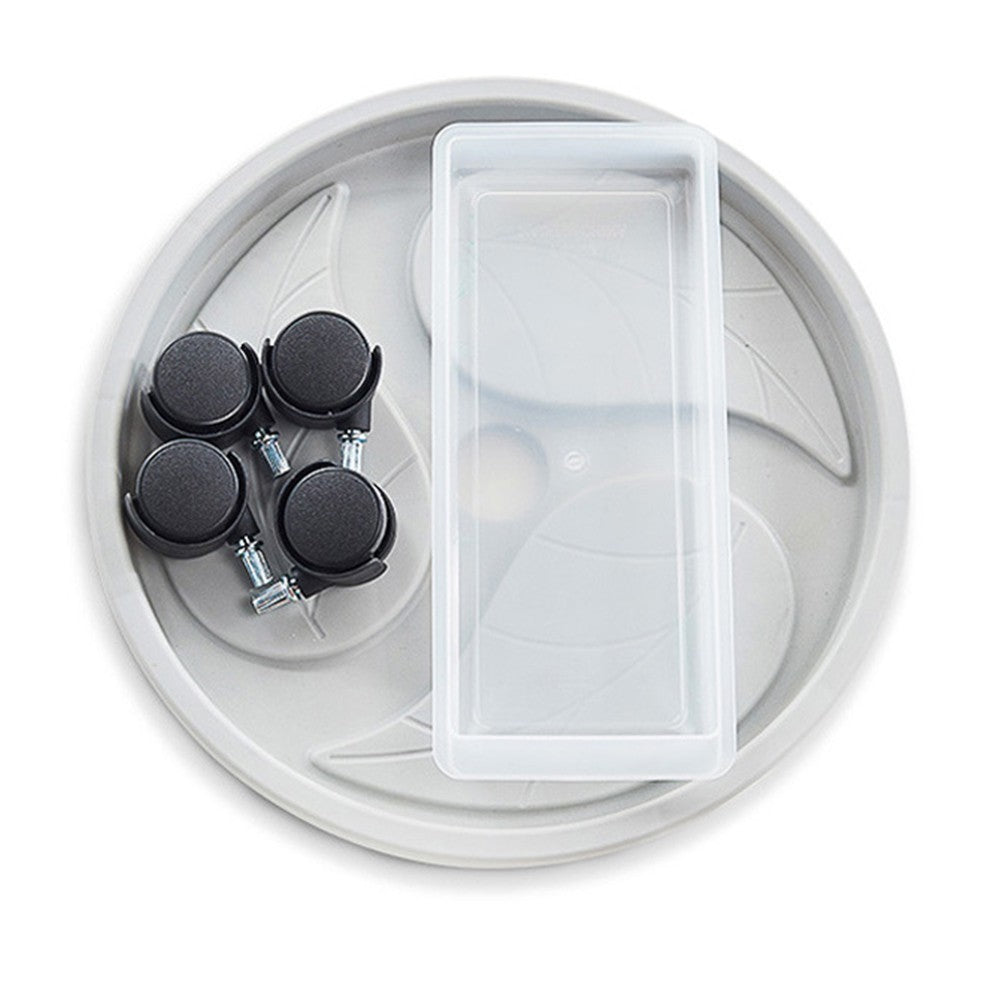 20cm Flower Pot Caddy Plant Stand with Water Container and 4 Wheels Home Garden Rolling Planter Trolley