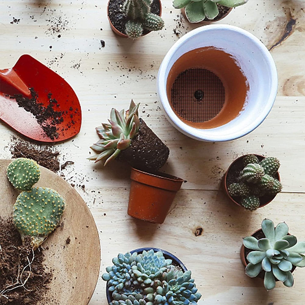 2 X Set of 5Pcs 30x20cm Flower Pot Hole Mesh Pad Bonsai Pot Bottom Grid Mesh Mat