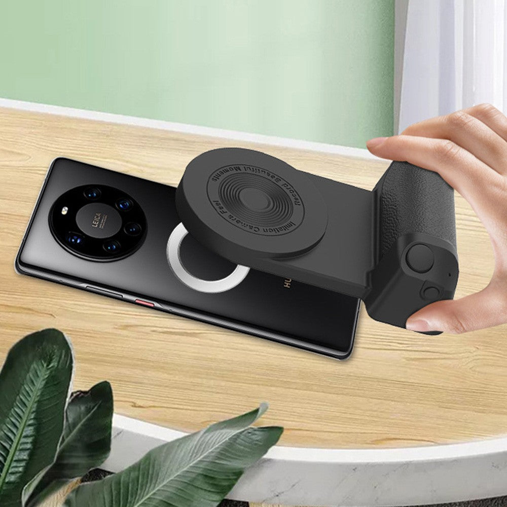 Handheld Bluetooth Magnetic Phone Selfie Holder Phone Charging Stand Tabletop Phone Holder Black
