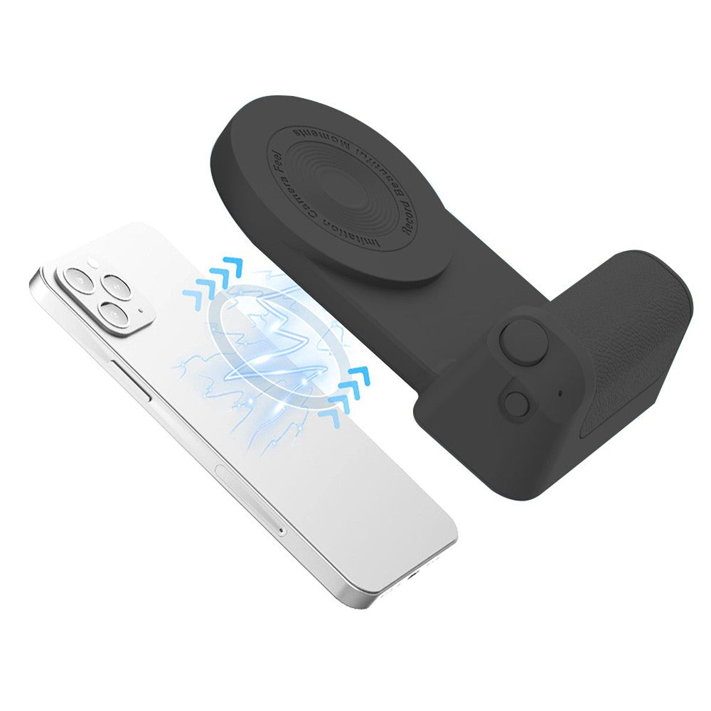 Handheld Bluetooth Magnetic Phone Selfie Holder Phone Charging Stand Tabletop Phone Holder Black