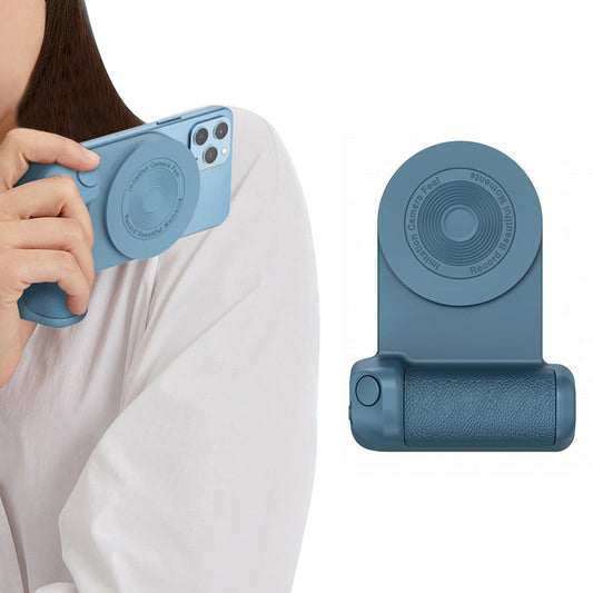 Handheld Bluetooth Magnetic Phone Selfie Holder Phone Charging Stand Tabletop Phone Holder Blue